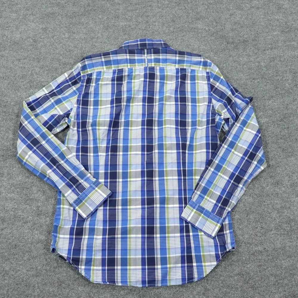 Banana Republic Shirt Mens Large Blue Plaid Long Sleeve Button Up Slim Fit
